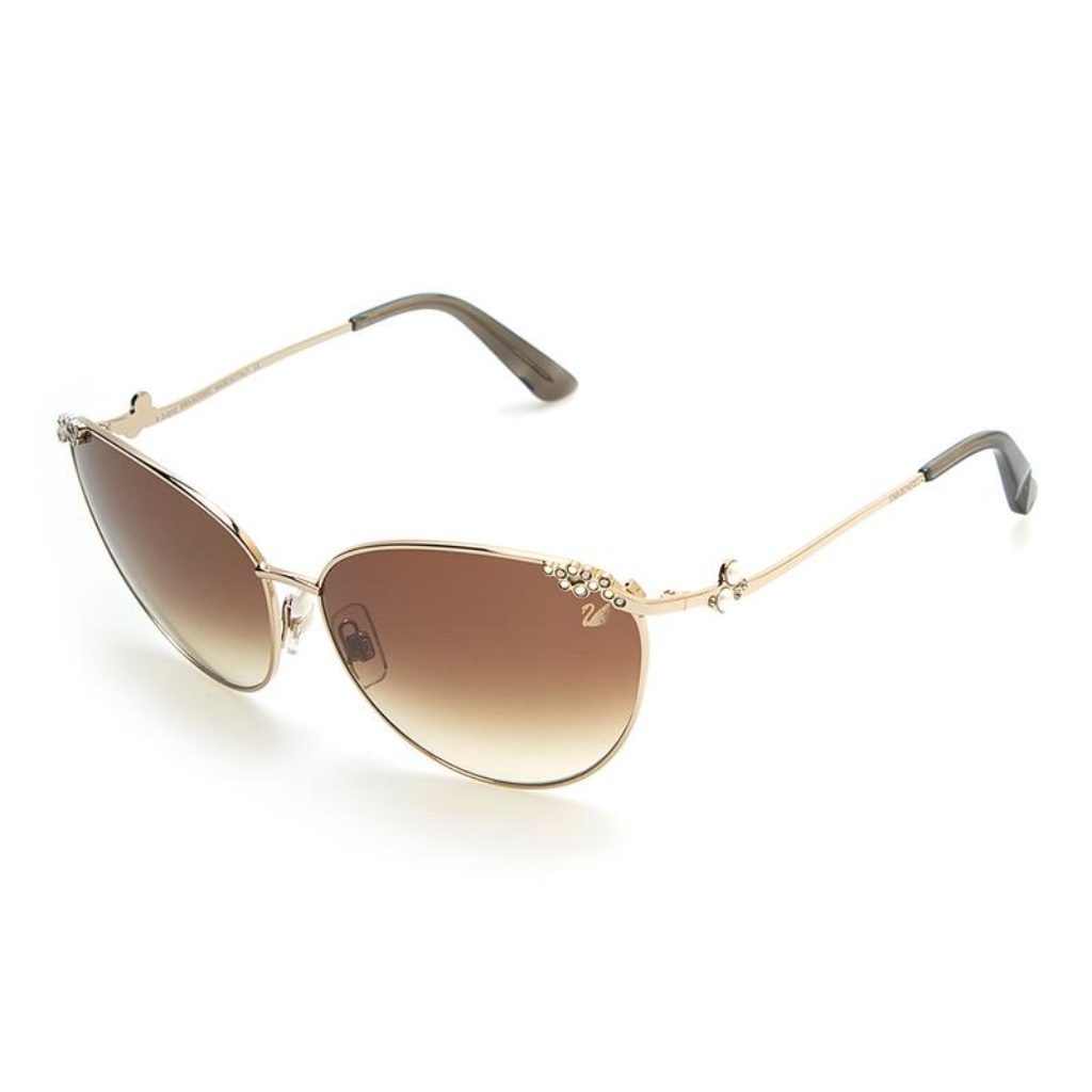 New Swarovski Gold Brown Cateye Sunglasses